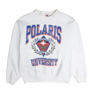 Vintage Polaris University Crest Sweatshirt Crewneck Snowmobile 90s T Shirt Hoodie 2 Sided MADE IN USA REPRINT
