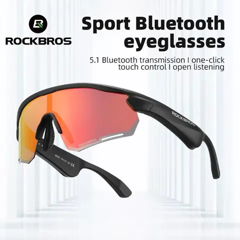 ROCKBROS Multifunctional Smart Audio Glasses - Polarized Lightweight Wearable Devices, Wireless Audio Glasses, 1-Key Control, Bluetooth Call, 3D Dual Speakers, 120mAh, Clearly Visible, for Men’s Cycling Sports Accessories