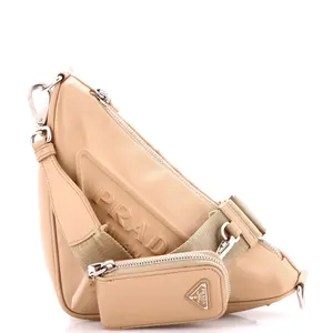 Pre-owned PRADA material Messenger Bags Triangle Logo Zip Crossbody Bag Leather Small by Rebag