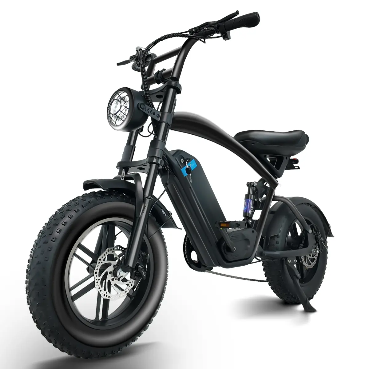 16-Inch Fat Tire Electric Bike, 1500W Peak Power Motor, 48V 18Ah Removable Battery, Full Suspension, Dual Disc Brakes, 7-Speed Gear, LED Front & Rear Lights, 28MPH Top Speed, 40–60 Miles Range, E-Bike for Adults