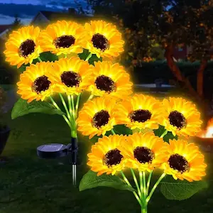 6-Head Solar Sunflower LED Garden Stake Lights - Waterproof Outdoor Decor for Yd, Pathway, Ideal Gift for Gifting Occasions