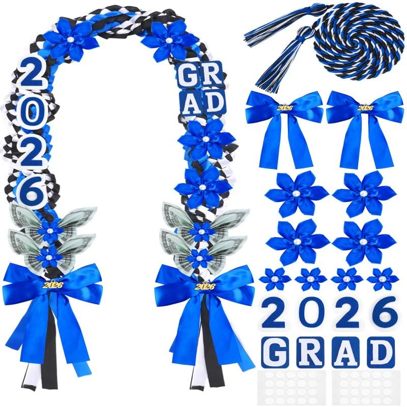 ONERIR 21Pcs Graduation Leis 2026, 50 Inch Class of 2026 Double Braided Money Lei with Satin Ribbon Flowers, Blue Yellow White Graduation Party Gifts for Women & Men ONERIR 21Pcs Graduation Leis 2026, 50 Inch Class of 2026 Double Braided Money Lei with Satin Ribbon Flowers, Blue Yellow White Graduation Party Gifts for Women & Men