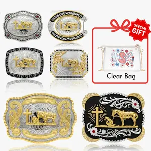 Premium Praying Cowboy Belt Buckle – Kneeling Horse Christian Cross Hebilla Vaquera Rodeo Multiple Designs Gold Silver Fits Standard 1.6 Inch Belt