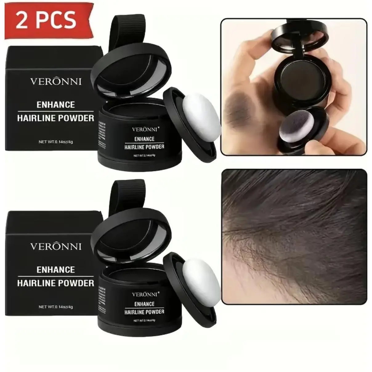 2 PACKS SOFT Hairline Powder - Highlight Brown &Black, Thinning Hair & Gray Coverage, Lightweight Natural Look
