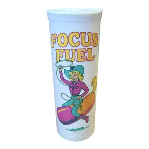 The Happy Pills Co. Focus Fuel Jumbo Joy Pop-Top Novelty Storage Bottles - Fun Decorative Containers For Small Item Organization