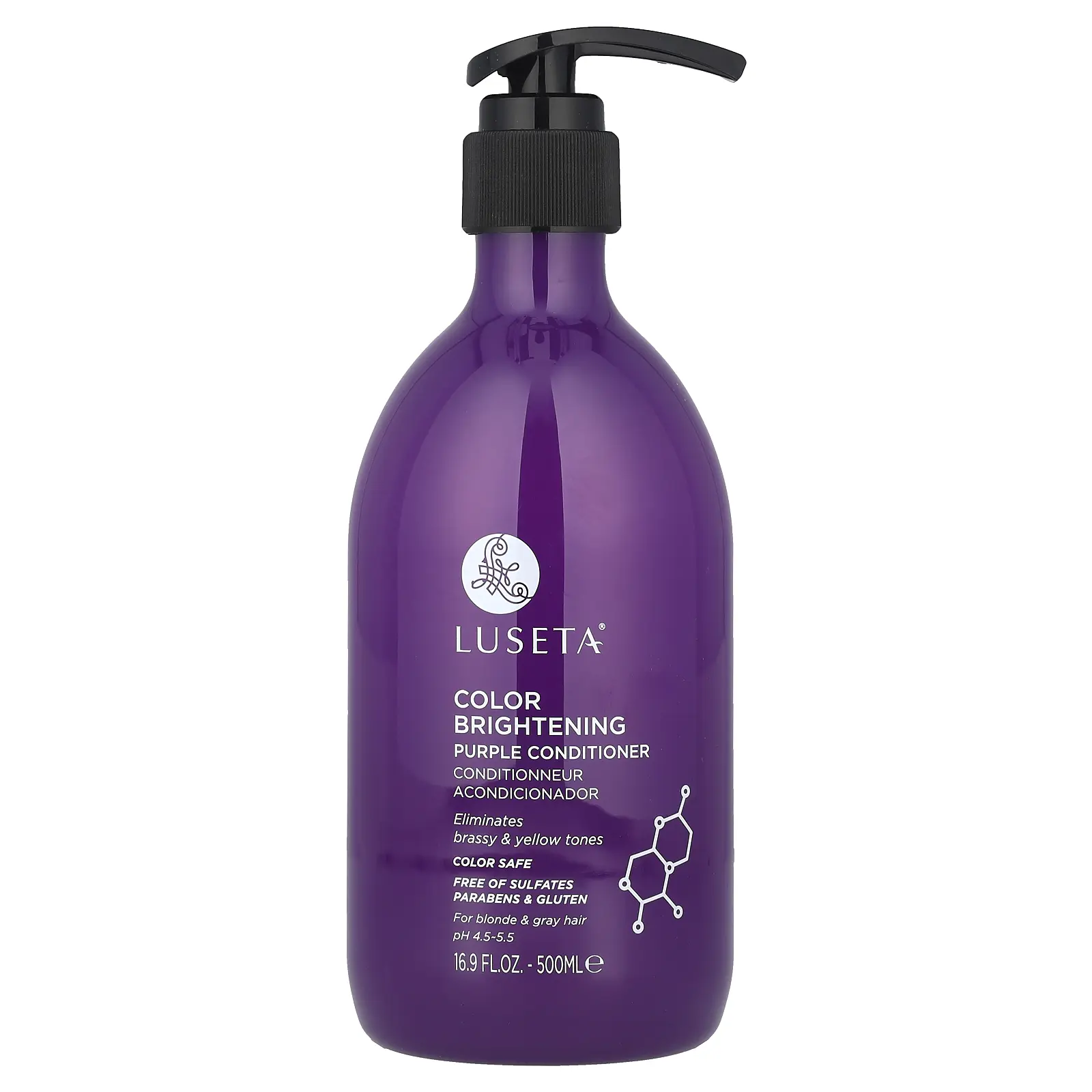 Luseta Beauty Color Brightening, Purple Conditioner, For Blonde & Gray Hair, 16.9 fl oz (500 ml)