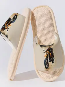 Breathable Linen Slippers for Men & Women, Asymmetrical Design, Eva Sole Material, All-Season Comfort Footwear