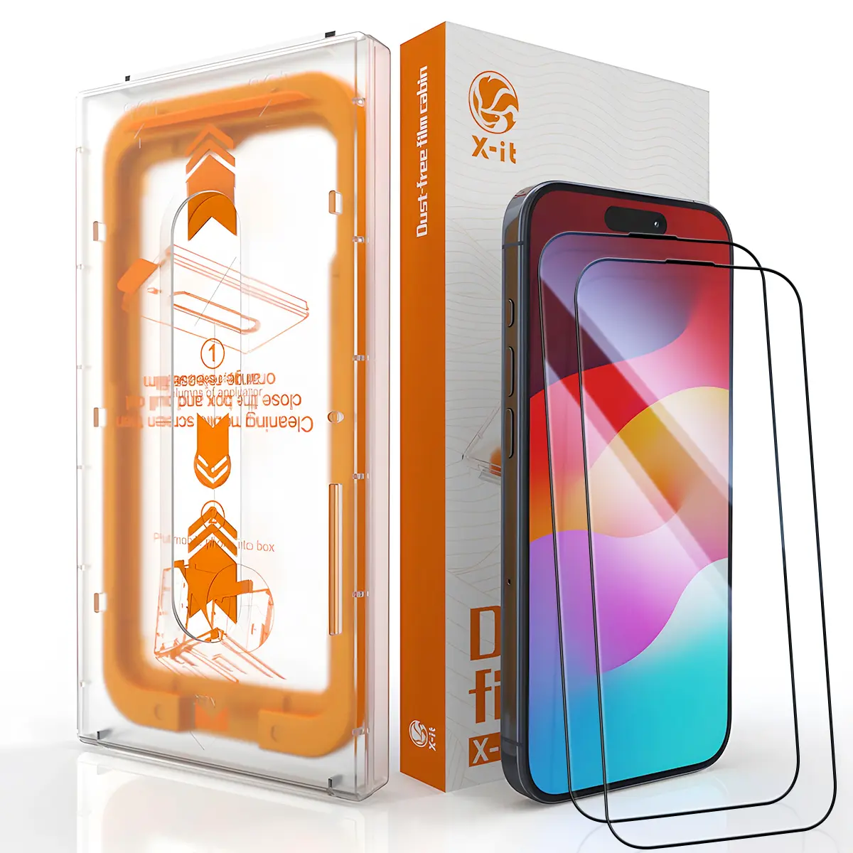 X-IT  for iPhone15/14/13/12/SamSungS24/S23/    Anti-peeping anti-drop fingerprint mask [Full screen HD/Dust-free and bubble-free]（2pcs+A Reusable Cabin) Accessories Cover