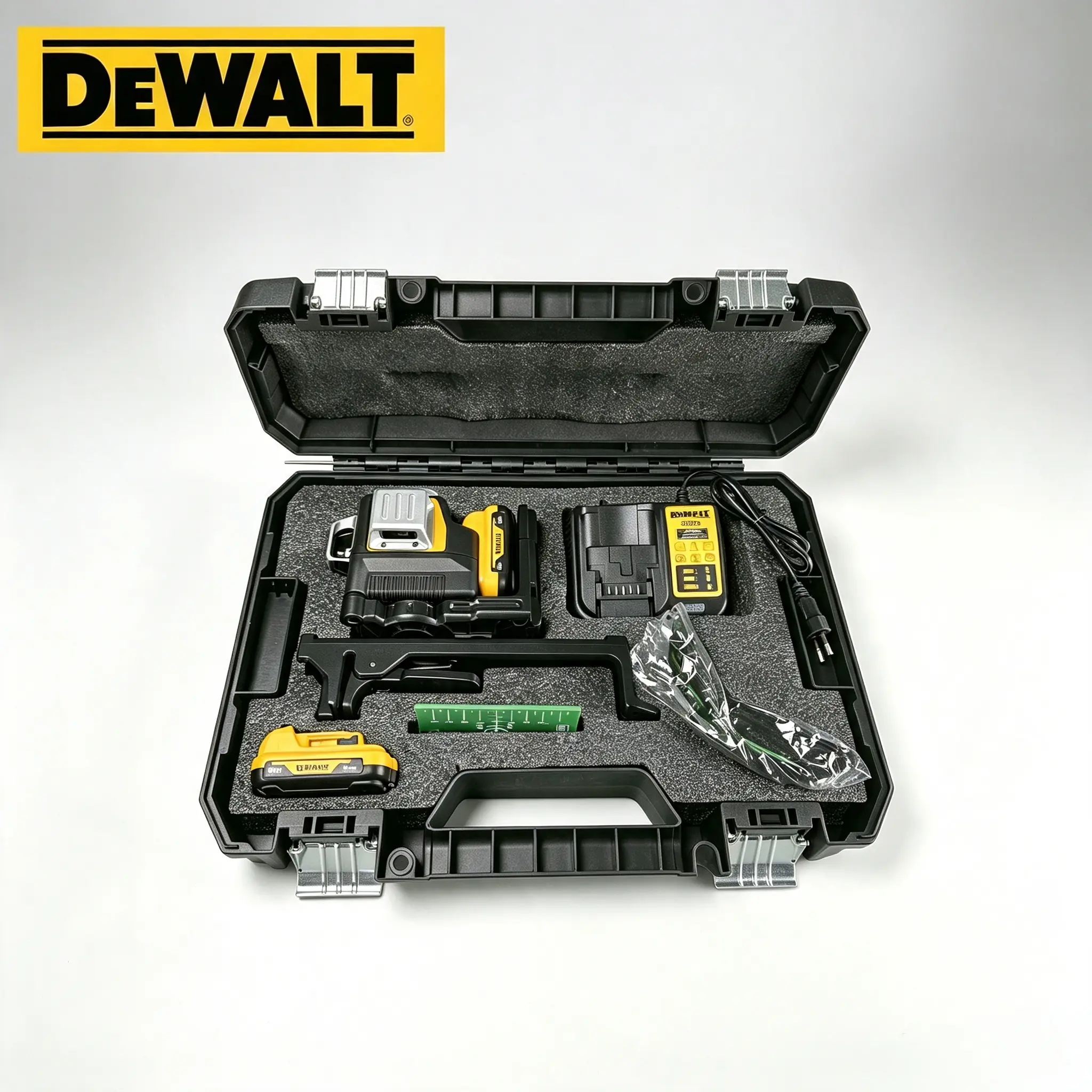 DEWALT DW089K 3D Green Laser Level Kit, 12-Line 360°x3 Self-Leveling Measuring Tool, ±2mm/10m Accuracy, IP54 Water-Dust Resistant, 532nm Sharp LD515 Diode, 6-7H Battery, Charger, Magnetic Bracket, Carry Bag for Ceiling, Flooring Installation