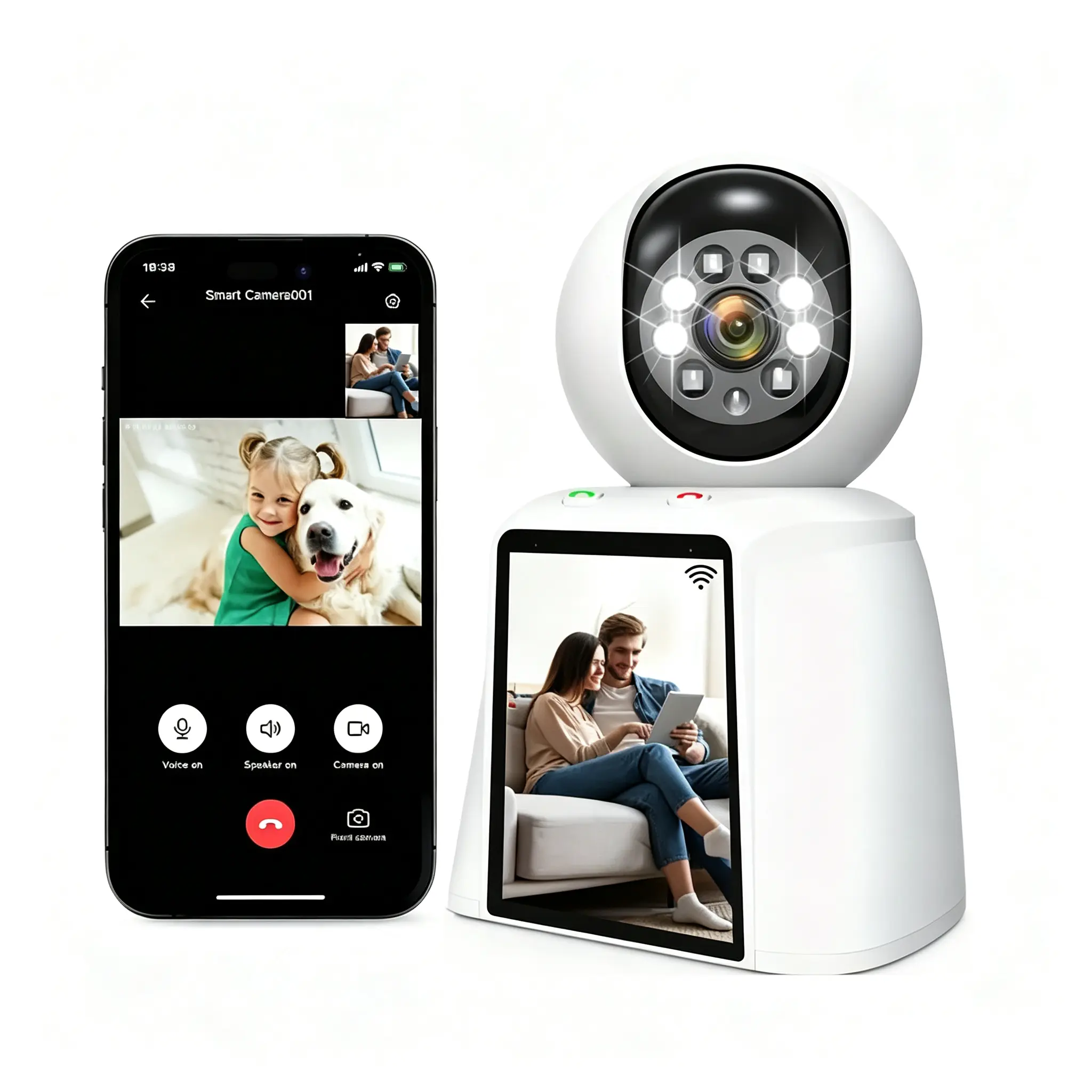 4K indoor video surveillance camera with 5G WiFi, 360° PTZ monitoring (for caregivers/nannies), infrared night vision, motion tracking and two-way audio, easy-to-install home security camera (suitable for babies, pets and the elderly).