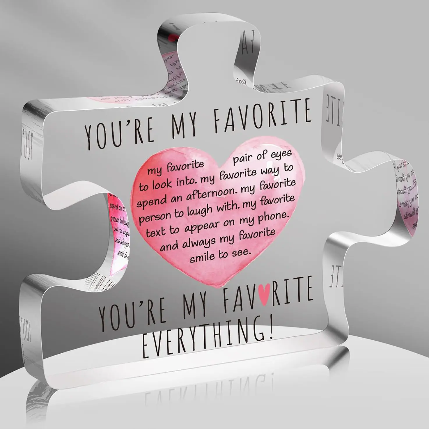 I Love You Gifts for Her Him, Romantic Gifts For Husband Wife, Birthday for Boyfriend, Girlfriend, Lesbian Couples Wedding Anniversary Vintage Plaque Decoration Acrylic heart Plaque Sign for Men Women (My Favorite)