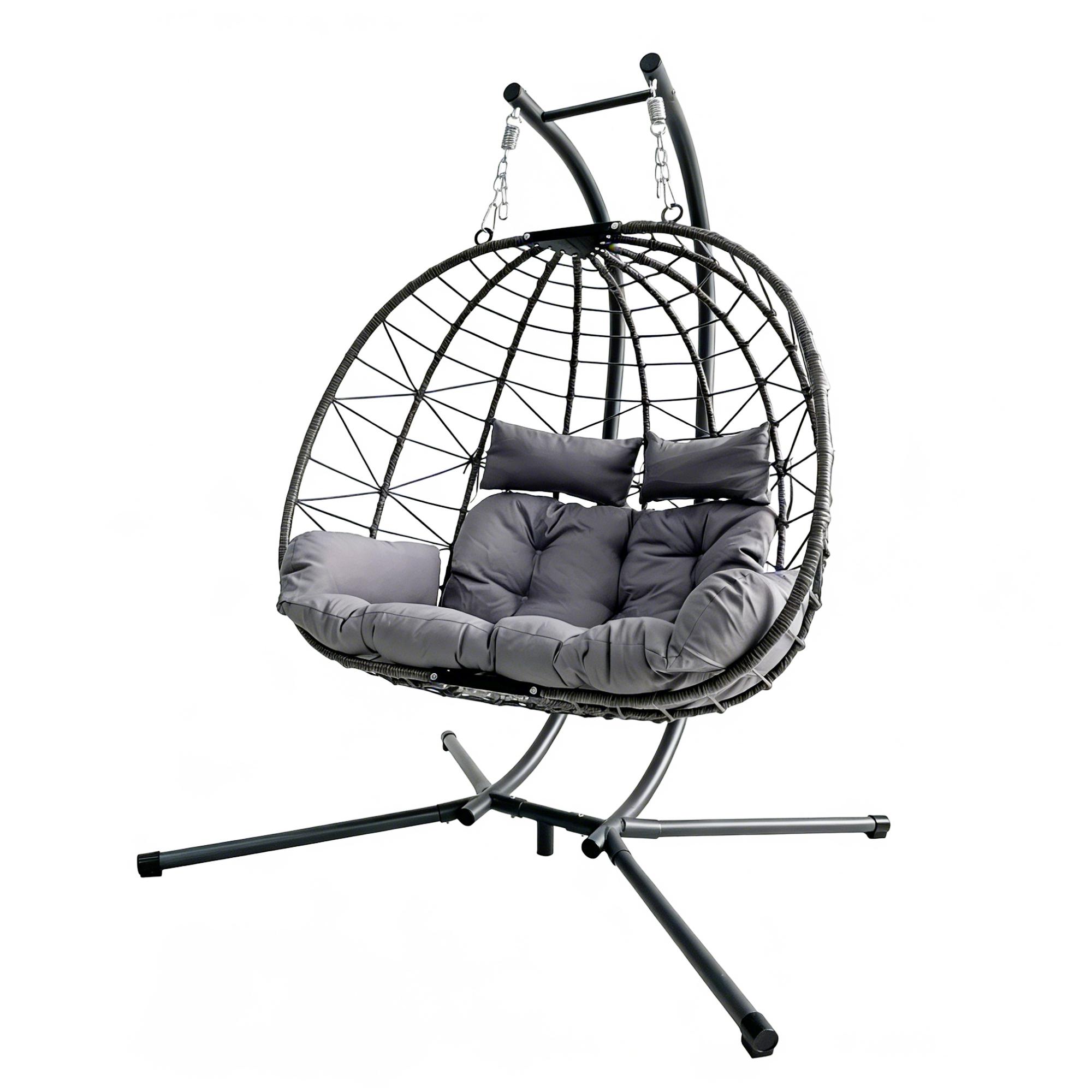 Viral Double Hanging Egg Chair With Stand, 2-Person Oversized Wicker Hammock Swing Chair With Thick Cushion, Loveseat Lounge Egg Chair for Indoor Bedroom Living Room Outdoor Patio Balcony Garden Backyard, Relaxing Rattan Swing Chair for Home Viral Double Hanging Egg Chair With Stand, 2-Person Oversized Wicker Hammock Swing Chair With Thick Cushion, Loveseat Lounge Egg Chair for Indoor Bedroom Living Room Outdoor Patio Balcony Garden Backyard, Relaxing Rattan Swing Chair for Home
