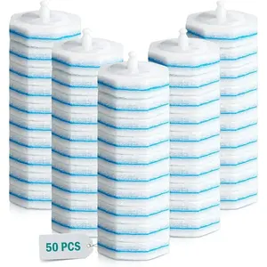 50PC Toilet Bowl Wand Refills, Replacement Heads for Bathroom Washroom Cleaning Pads, Durable Cleaning Supplies, Cleaner, Toilet Wand Refills, Disposable Toilet Brush Refills Compatible with Household Brushes Scrubbers Cleaning Refill