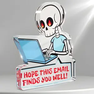 Skull Design Acrylic Ornament, Creative Desktop Decoration, Humorous Office Desktop Ornament, Office Desk Accessories