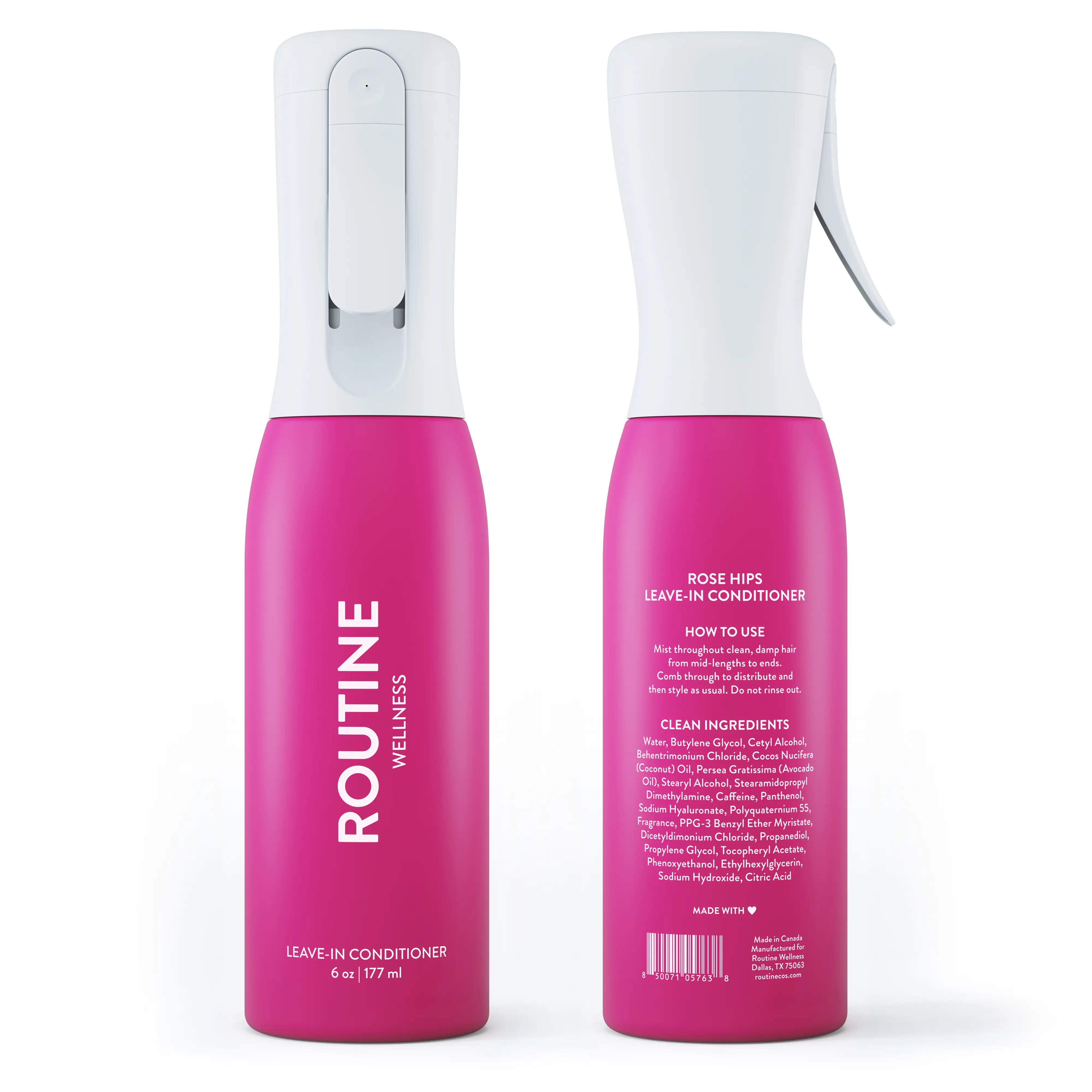 Routine Wellness Leave In Conditioner Spray for Women, Lightweight Hair Detangler Spray, Frizz Control, Moisturizing Hair Care for Dry Damaged Hair, Softness, Smoothness and Shine, 6 oz