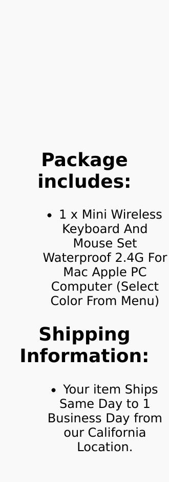 Mini Wireless Keyboard And Mouse Set Waterproof 2.4G For Mac Apple PC Computer