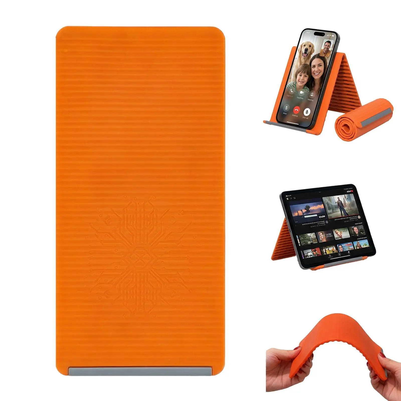 Rollable Silicone Phone Stand Adjustable Multi Angle Foldable Desk Mount Universal Hands Free Holder for iPhone Android Tablets Up to 11 Inch E Readers Switch Ultra Compact Travel Design Anti Slip Portable Phone Holder Office Accessories Travel Essentials