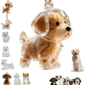 Transparent Pet Hair Storage Capsule Keychain - Commemorative Collectible Pendant with Cute Dog Designs, Durable Plastic Memorial Keepsake for Dog Lovers, All Breeds & Sizes
