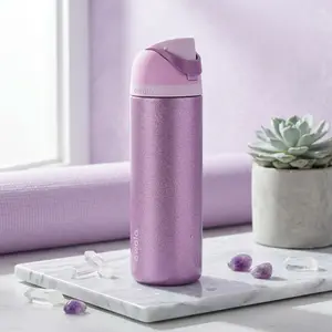 [HOT 2026] Owala FreeSip 32oz (945ml) Shimmer purple insulated water bottle – Leakproof flip lid & minimalist style