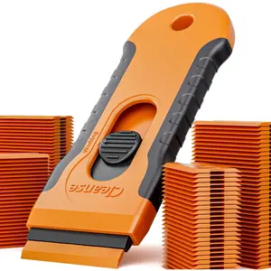 100 count  Plastic Razor  Scraper with Retractable : Without Damaging Surfaces Cleaning Tool for Adhesive Remover, Sticker Remover, Labels, , Work on , Windows, , Mailboxes