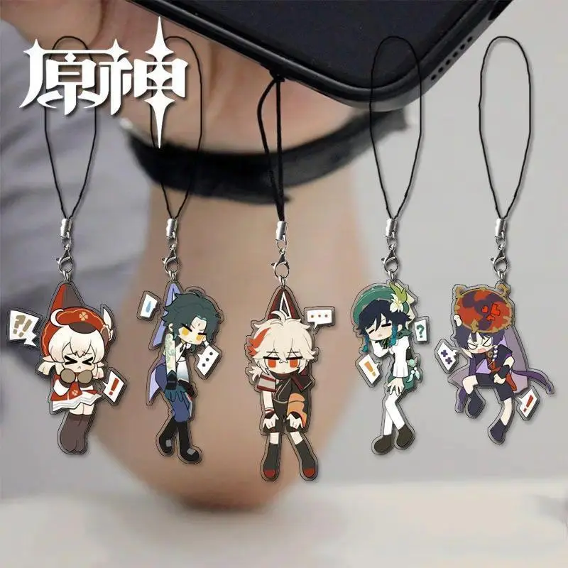 Game Impact Scaramouche Nahida Funny Angry Sigh Expression Strap Lanyards For Mobile Phone Case Keychain Car Chain Cover Hang