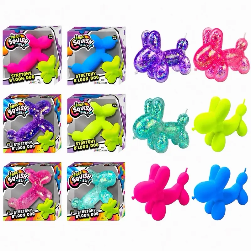 JA-RU Irre-Squish-Tible Stretchy B’loon Dog soft squeeze 5 below Sparkly Sensory butter squishy
