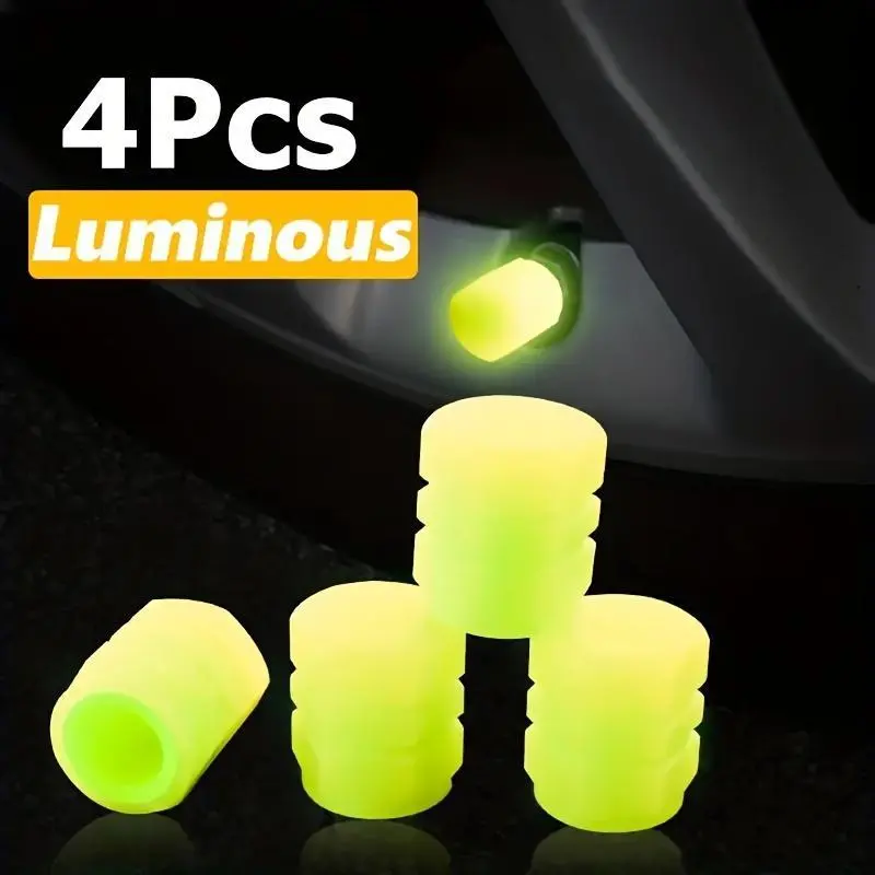 4 luminous stem covers, GM fluorescent stem covers, car tire luminous valve cap, general valve cover, multi-color optional beautiful and practical, Automotive Car Accessories, Tire Caps, color luminous