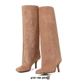 Women's Wide Calf Elegant Knee-High Stiletto Boots - Artificial Leather Plain, Slip-On Pull-On, Composite Bottom, Riding Style, Formal Fall Winter Casual Footwear, Shoes for Women, Black Shoes, Footwear Fashion