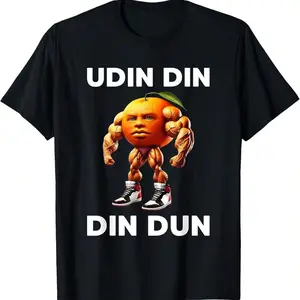 [100% Cotton] Men'S Fitness Udin Din Din Dun Italian Brainrot Meme Udindindindun Orange T-Shirt Hoodie Golf Gift T-Shirt For Men And Women