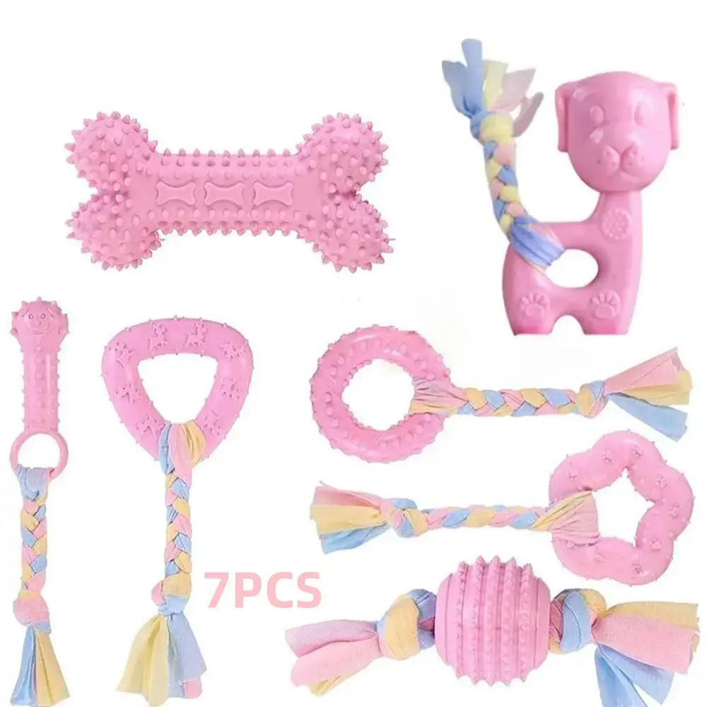 Dog Chew Toy Set, Durable Chew, Interactive Tough Chewer, Chew Stick, 7 Counts Dog Teeth Cleaning Toys, Pet Interactive Toys, For Small & Medium Dogs, Christmas, Christmas Gift