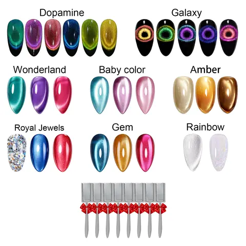 SOLWINK HEMA-TPO Free Cat Eye Gel Multi-Pack - Nail Care Cosmetic Gel Polish Set, UV-LED Light Required, Safe for Natural Nails & Toe Extension Tips, Daily Use Birthday Gift Set