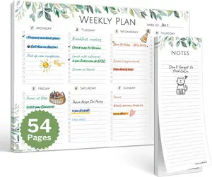 8.5x11 Weekly Planner Notepad with Daily To-Do Checklist, Notes and Week of Layout - Large Weekly Desk Planning Pad
