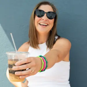 Stackable Waterproof Bamboo Bangles - Flexible Silicone Bracelets for Summer Dainty Jewelry Trendy Jewellery Accessories 2.33 Inch Diameter Gift Stocking Stuffers