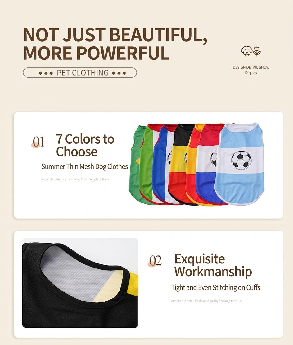 Soccer Jersey for Dogs and Cats, 7 Colors Team Breathable Pet Shirt for Football Match Day, Small to X-Large (XS-XL) for Summer, Lightweight Athletic Apparel