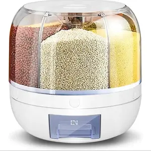 Moisture-Proof 6-Grid Rotating Food Grain Dispenser