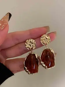 Texture Metal Irregular Geometric Design Dangle Earrings, Fashionable Jewelry for Women, Trendy All-match & Exquisite Jewelry for Birthday Valentine's Day Gift