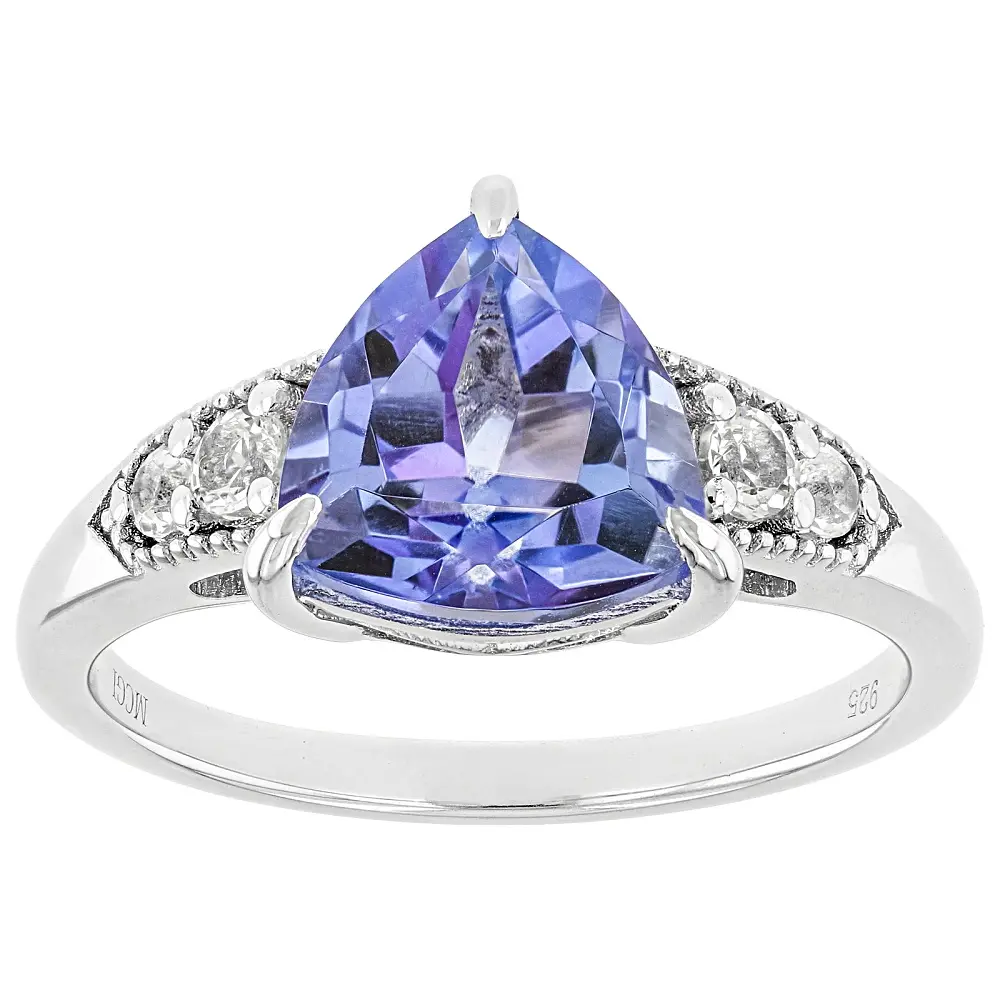 JTV Butterfly Blue Topaz with White Topaz Rhodium over Sterling silver Ring 2.86ctw