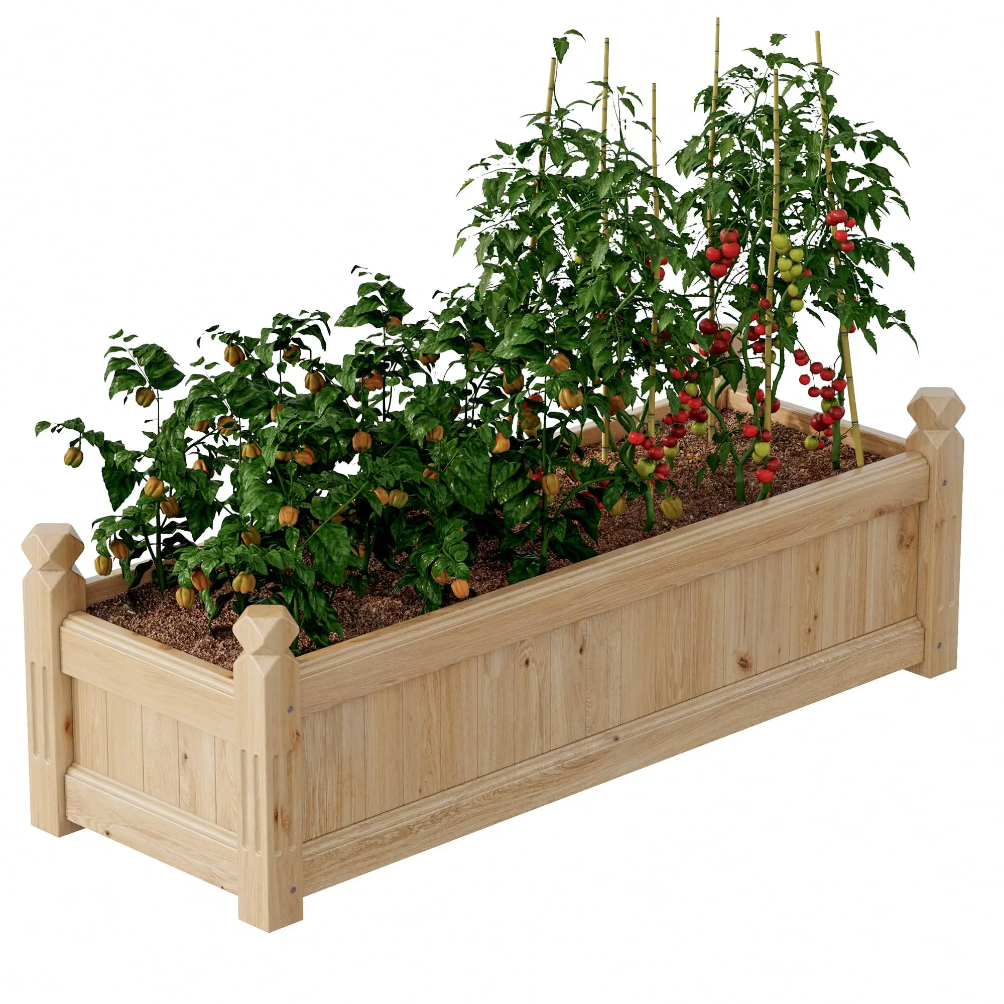 [GAOMON]Large Wooden Raised Garden Bed Planter Box, 43.5" Long x 16" Wide x 14" High, Outdoor Elevated Rectangular Wood Planter for Vegetables, Flowers, Herbs, Patio, Yard, Backyard & Greenhouse Gardening