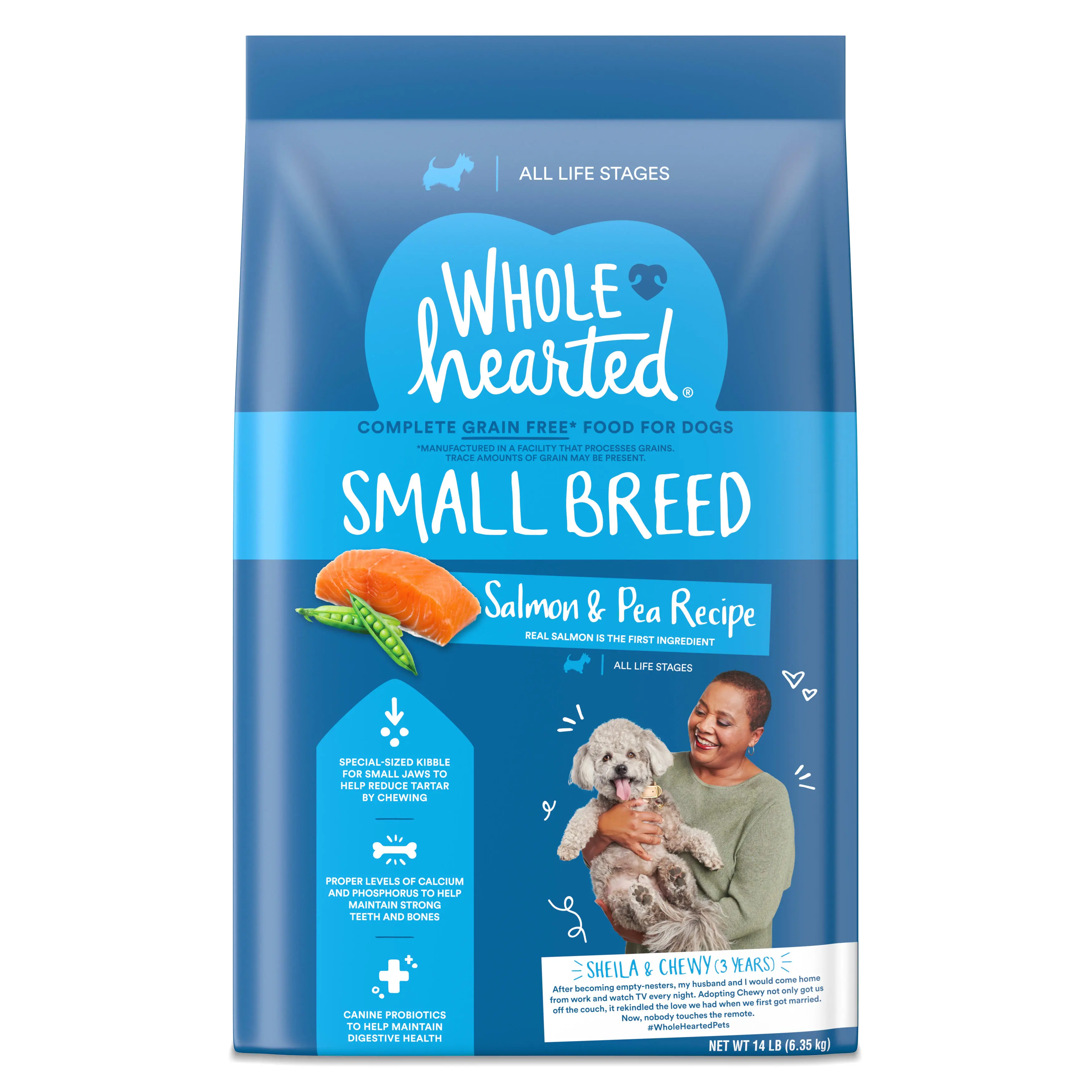 WholeHearted Grain Free Small Breed Salmon and Pea Recipe Dry Dog Food for All Life Stages