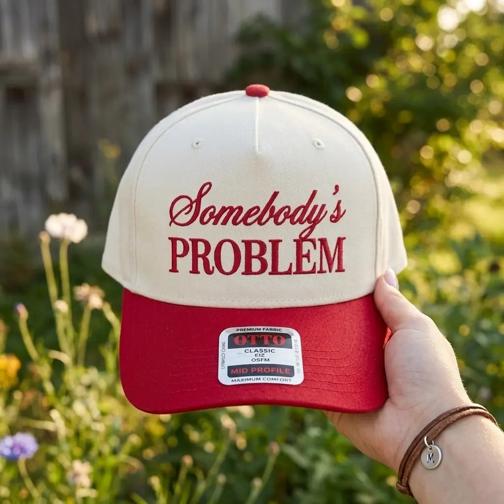 Somebody's Problem Embroidered Trucker Cap, Two Tone Cotton Funny Slogan Baseball Hat