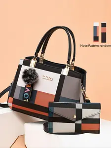 Women's Fashionable Handbag & Coin Purse, Casual Versatile Shoulder Bag Set for Daily Used, Trendy All-match Bag Set for Women & Girls