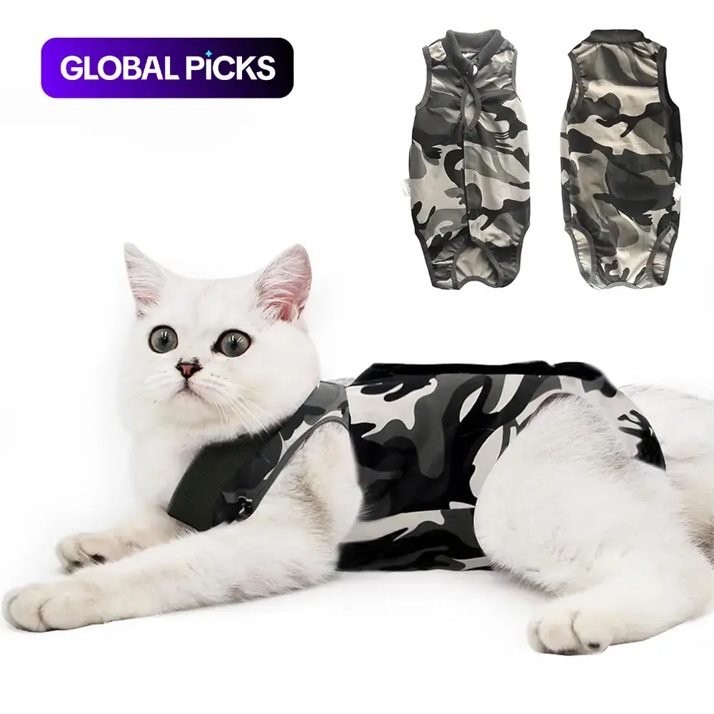 Cat Recovery Suit for Male and Female, Soft Post-Surgery Onesie, Anti-Licking Neuter Protective Bodysuit for Kitten Spay, Calming E-Collar Alternative #GLOBAL PICKS