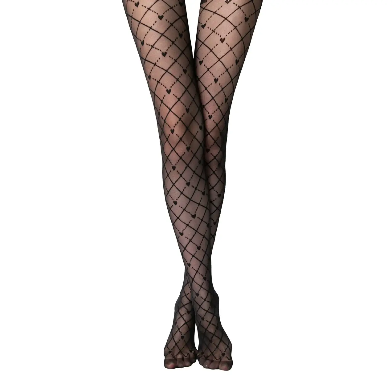 Fantasy Tights Conte Bella - Geometric Pattern with Hearts