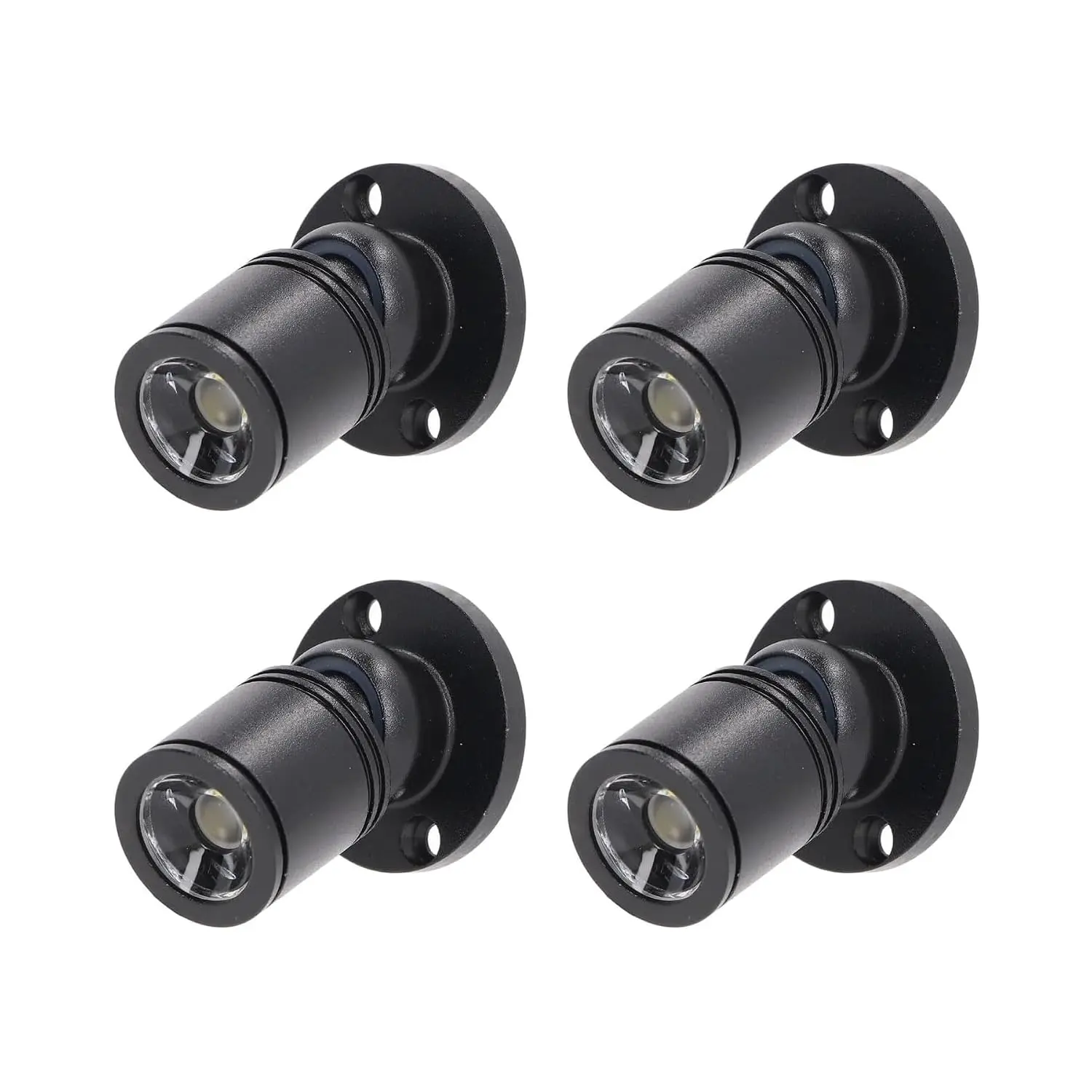 Dimmable 12V LED Mini Spotlights for Display - 1.5W Warm White 3000K, Tiny Spotlights for Displays with Dimmer, Black - Pack of 4
