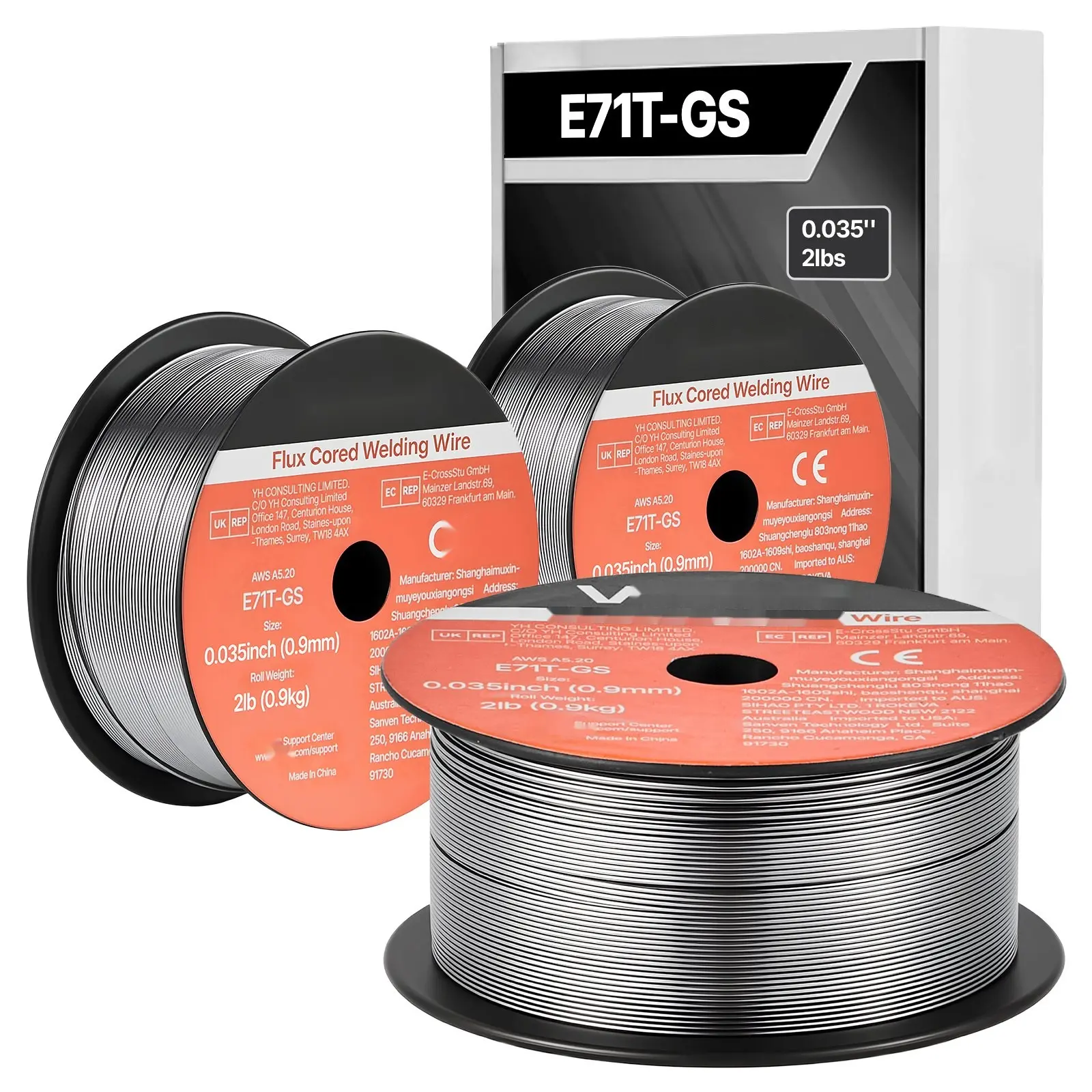 Flux Core MIG Welding Wire, E71T-GS 0.035-Inch, 2 Lb Spool, Gasless Mild Steel Wire With Low Spatter For All Position Arc Welding, Self-Shielded For Outdoor Use, Pack Of 3 Rolls Ideal For DIY Projects