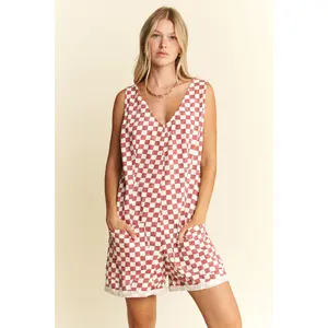 Jade By Jane Plus Size Plaid Print Shorts Romper