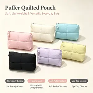 Puffy Travel Electronics Organizer Case, Cute Compact Tech Accessory Pouch for Women & Men, Single-Layer Storage Bag for Cables, Chargers, Phones and Power Banks