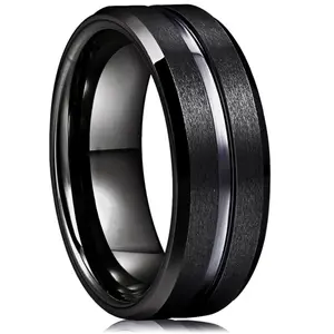 1pc Fashionable and popular minimalist men's ring in stainless steel as a holiday jewelry gift and for a stylish look, tungsten ring