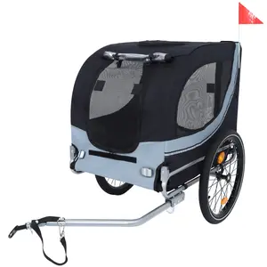 ARCH Large Folding Bike Trailer for Dogs – 66LB Capacity All-Terrain Pet Carrier, Durable Steel Frame for Cycling, Jogging, Camping & Outdoor Adventures, Black- Gray
