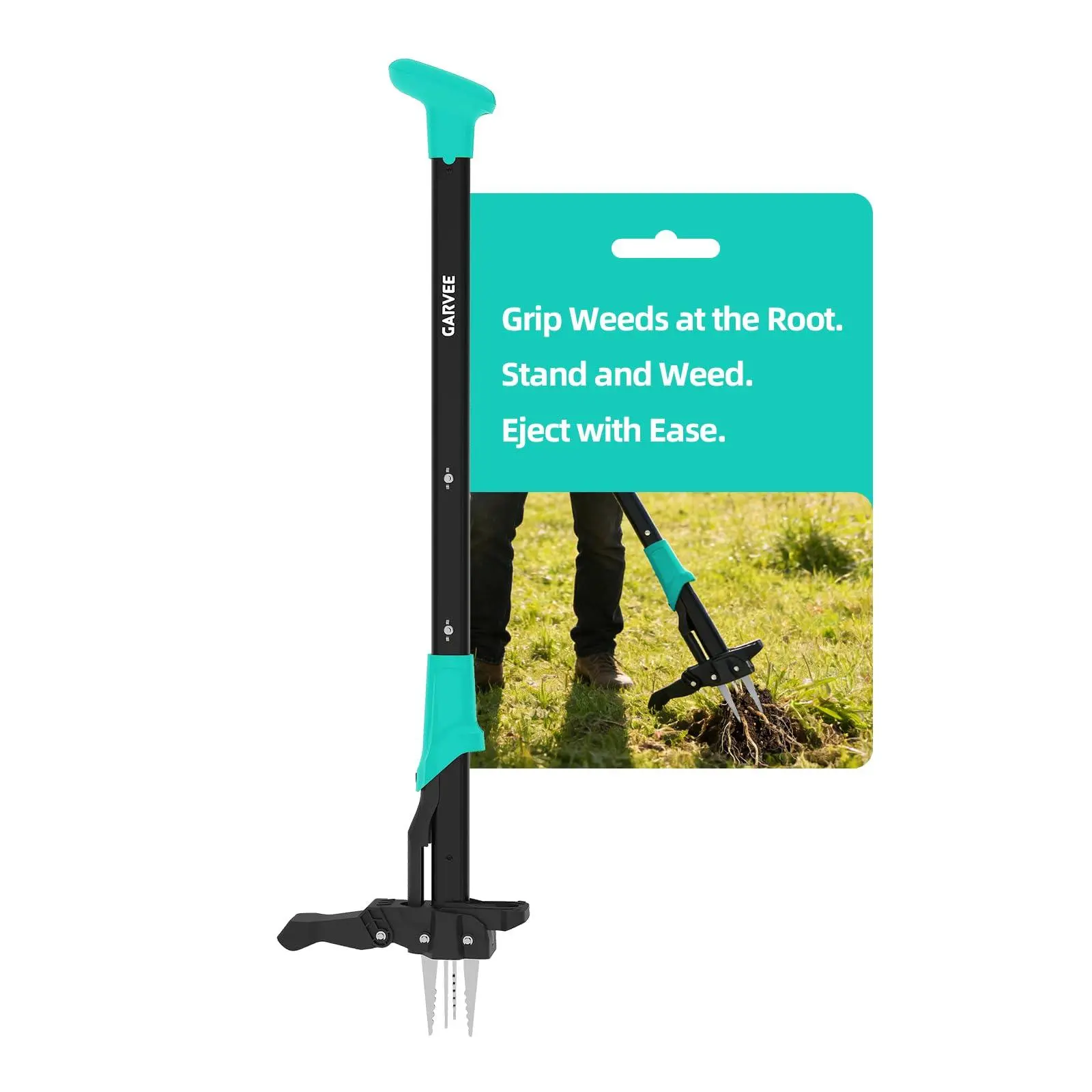 GARVEE 40" Long Handle Stand Up Weed Puller, 4-Claw with Ejector Gardening Hand Weeding Tool Easy-Eject Easily Remove Weeds Without Bending, Pulling, or Kneeling